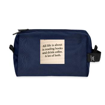 Life is all about books and coffee - Recycled Toiletry Zip Bag - navy - Front
