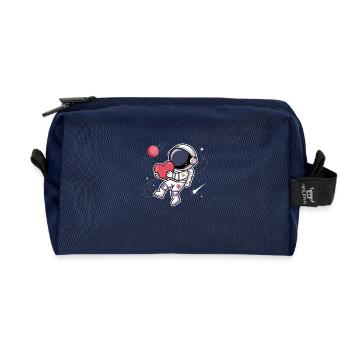 Astronaut with a heart: Love from space - Recycled Toiletry Zip Bag - navy - Front