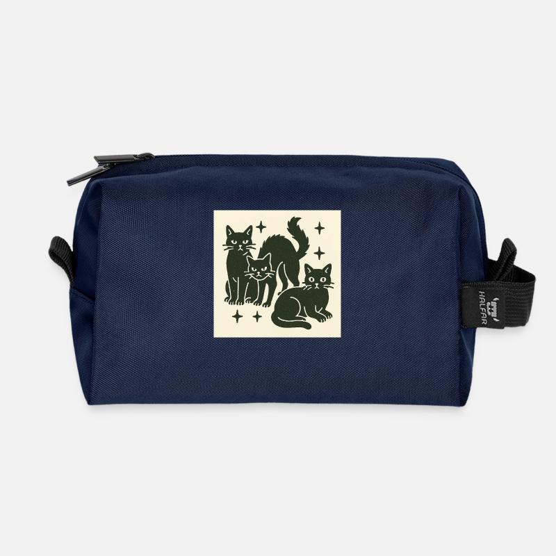 Black Cat Dreier - Recycelte Kulturtasche - Navy