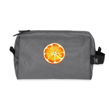 Painted orange - Recycled Toiletry Zip Bag - anthracite - Front