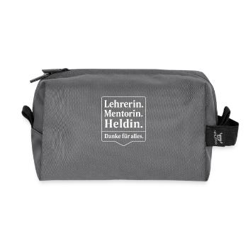 Cadeau de l’enseignant Adieu et remerciements - Trousse de toilette en tissu recyclé - anthracite - Devant