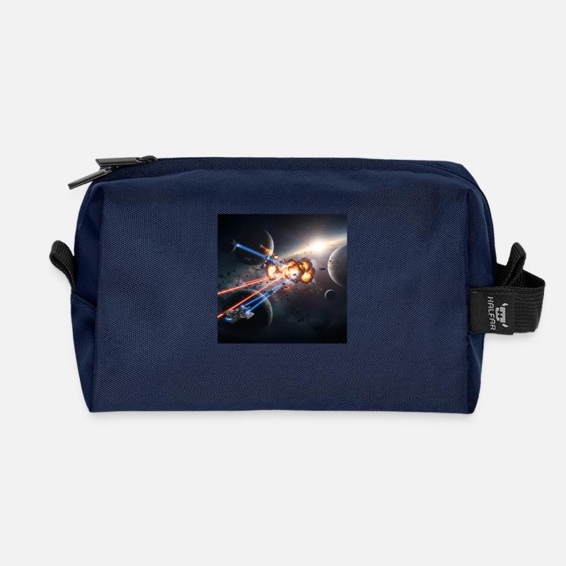 Futuristic space illusion - Recycled Toiletry Zip Bag - navy