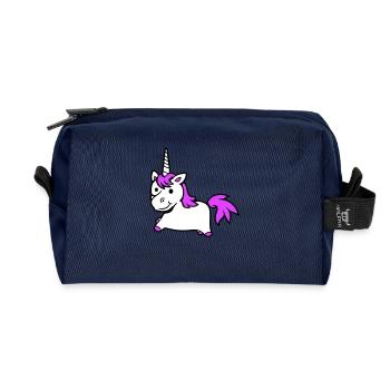 Einhorn Pink Süß Hübsch Freundlich Cartoon Pferd - Recycelte Kulturtasche - Navy - Vorne
