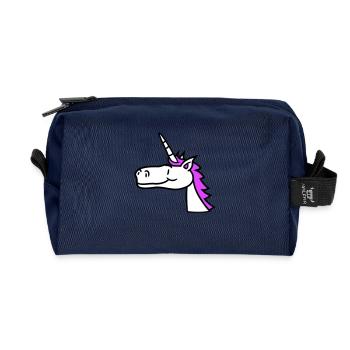 Einhorn Pink Süß Hübsch Freundlich Cartoon Pferd - Recycelte Kulturtasche - Navy - Vorne