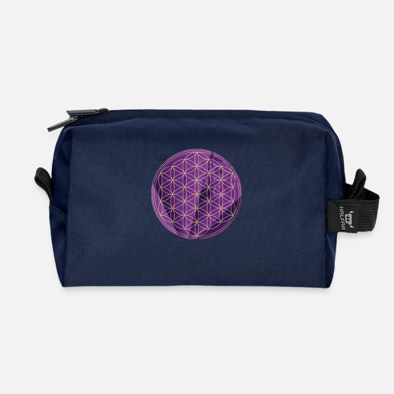 Die Blume des Lebens 4 - Recycelte Kulturtasche - Navy