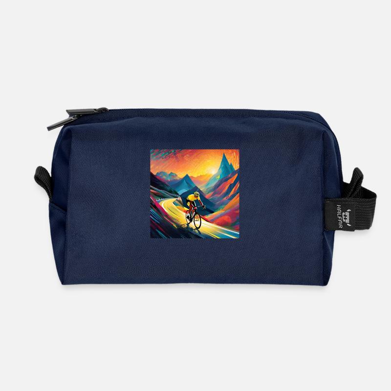 Euphoric Ascent: Chasing the Yellow Dream - Recycled Toiletry Zip Bag - navy