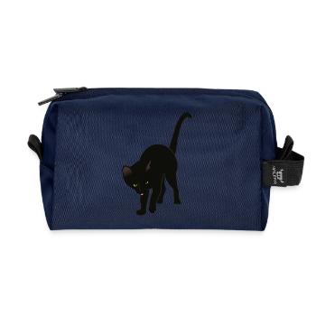 chat noir - Trousse de toilette en tissu recyclé - marine - Devant