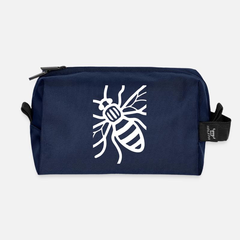 Manchester Bee (Weiß) - Recycelte Kulturtasche - Navy