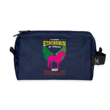 Einhorn Leben sinnlos - Geschenk - Recycelte Kulturtasche - Navy - Vorne