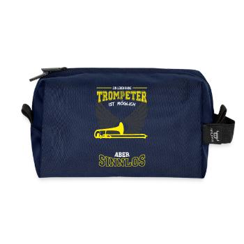 Trompete Musik Leben sinnlos - Geschenk - Recycelte Kulturtasche - Navy - Vorne