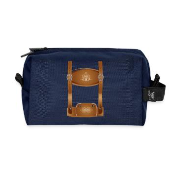 knackige Trachten Lederhose Illustration - Recycelte Kulturtasche - Navy - Vorne