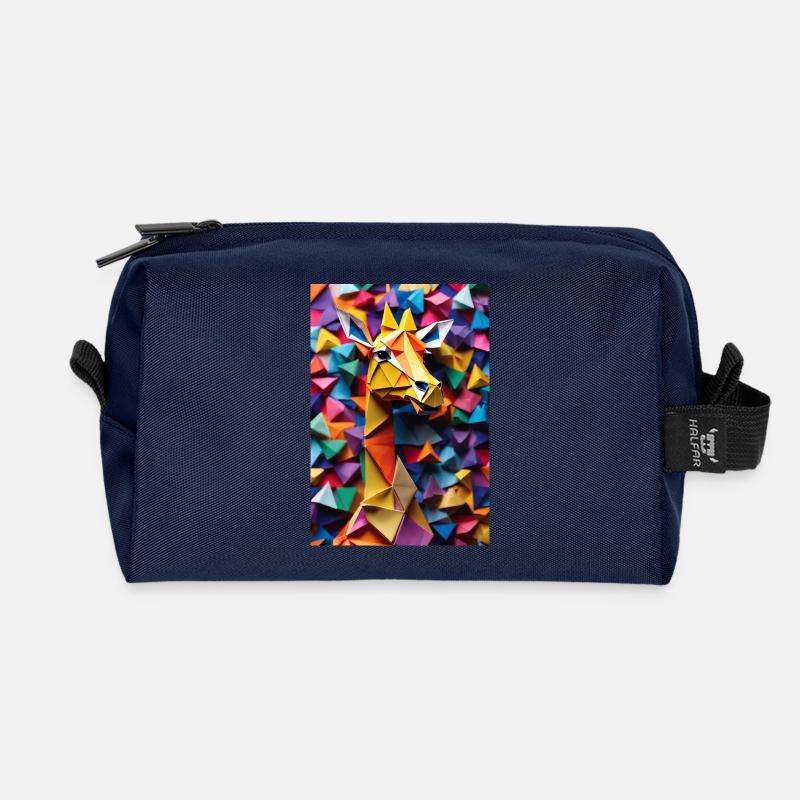 Origami Giraffe - Recycelte Kulturtasche - Navy