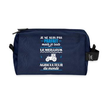 Pas parfait mais meilleur agriculteur du monde - Trousse de toilette en tissu recyclé - marine - Devant