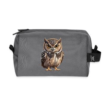 Young brown owl - Recycled Toiletry Zip Bag - anthracite - Front