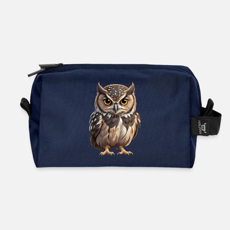 Junge braune Eule - Recycelte Kulturtasche - Navy
