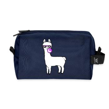 Lama chewing-gum bulle bulle alpaga soufflant - Trousse de toilette en tissu recyclé - marine - Devant
