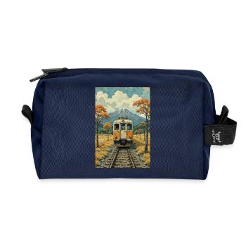 Retro Zug Bild - Recycelte Kulturtasche - Navy - Vorne