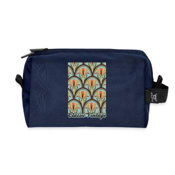 Vintage classique – Motif Art Nouveau - Trousse de toilette en tissu recyclé - marine - Devant