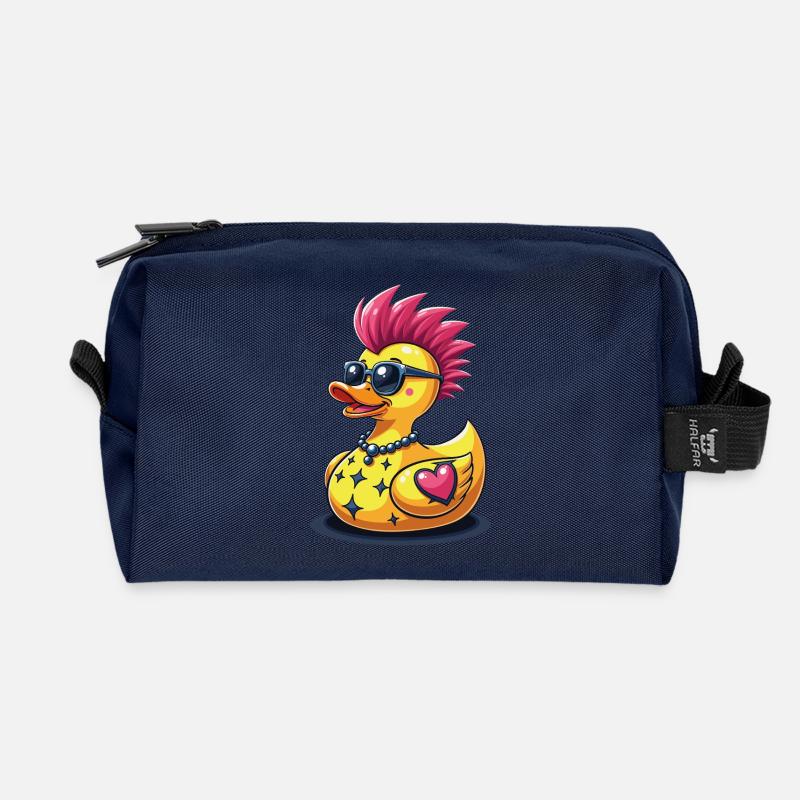 Coole Punk-Ente mit Herz - Recycelte Kulturtasche - Navy