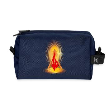 Solstice Fire with Golden Aura-Spiritual Motif - Recycled Toiletry Zip Bag - navy - Front