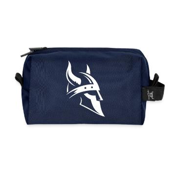 Wikingerhelm – Minimalistisches Wikinger-Logo - Recycelte Kulturtasche - Navy - Vorne