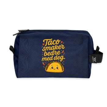 Humorous Taco Dog Drawing With Warm Color Palette - Recycled Toiletry Zip Bag - navy - Front