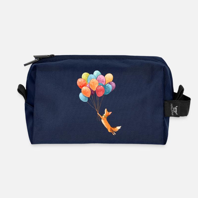 Fliegender Fuchs mit bunten Ballons - Recycelte Kulturtasche - Navy
