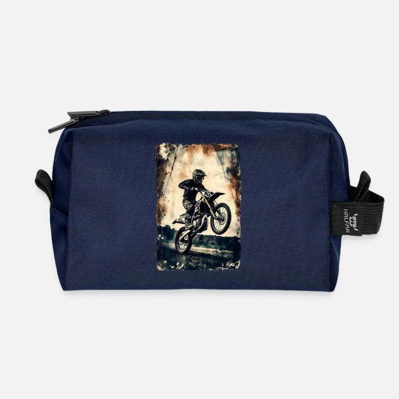 02_Motocross_Vintage_Sprung - Recycelte Kulturtasche - Navy