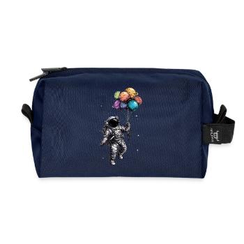 Astronaut and Colorful Balloon Bouquet - For Women - Recycled Toiletry Zip Bag - navy - Front