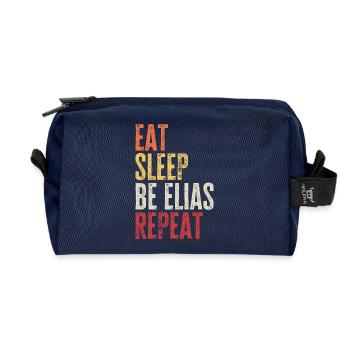 Eat Sleep Be Elias Repeat Retro Name - Recycled Toiletry Zip Bag - navy - Front