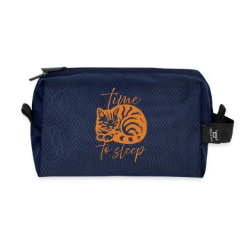 sleeping cat - Recycled Toiletry Zip Bag - navy - Front