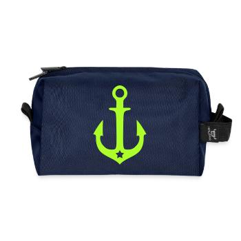 Neon anchor with star badge - Recycled Toiletry Zip Bag - navy - Front
