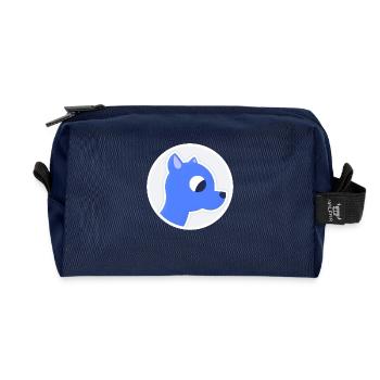 Cozy Blue Dog / Dragon - Recycled Toiletry Zip Bag - navy - Front