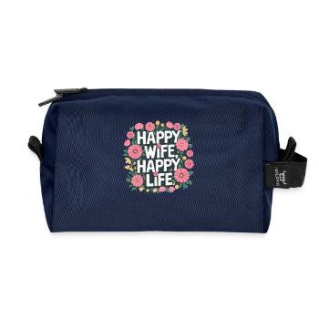 Happy Wife Happy Life - Recycelte Kulturtasche - Navy - Vorne