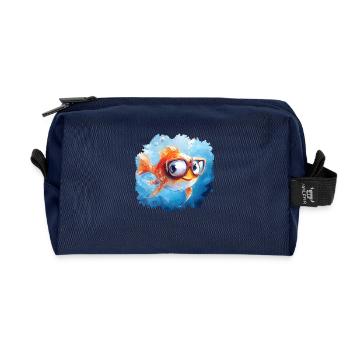 Drôle de poisson avec une mauvaise vue - Trousse de toilette en tissu recyclé - marine - Devant