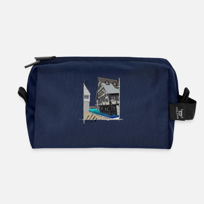 Ulm // Schiefes Haus // Illustration - Recycelte Kulturtasche - Navy