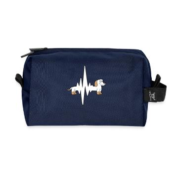 chien long teckel pouls fréquence cardiaque drôle - Trousse de toilette en tissu recyclé - marine - Devant