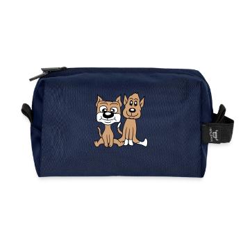 2 Hunde Freunde Sitzen Niedlich Zwei Team Crew Duo - Recycelte Kulturtasche - Navy - Vorne