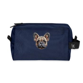 French Bulldog – Playful and Full of Charm - Recycled Toiletry Zip Bag - navy - Front