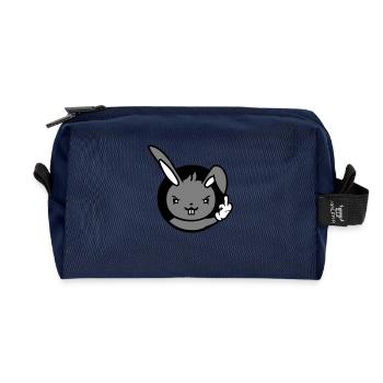 Bunny Middle Finger Show Nasty Naughty Insulting - Recycled Toiletry Zip Bag - navy - Front