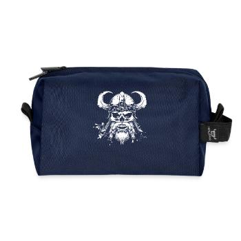 Viking Skull 1 - Recycled Toiletry Zip Bag - navy - Front