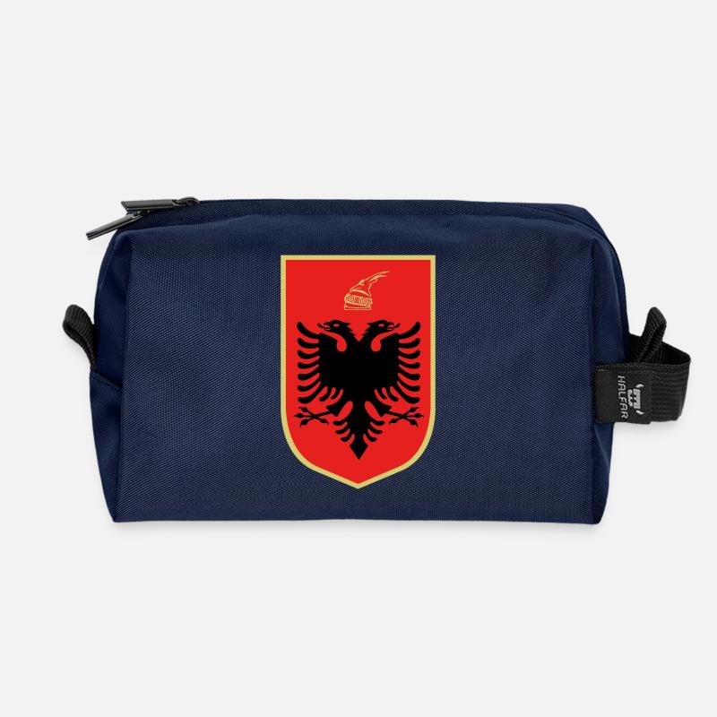 Skenderbeu Stema Wappen Albania Adler - Recycelte Kulturtasche - Navy