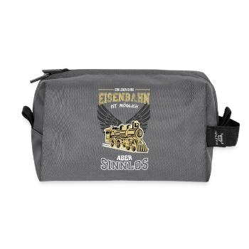 Lokomotive Eisenbahn Leben sinnlos - Geschenk - Recycelte Kulturtasche - Anthrazit - Vorne