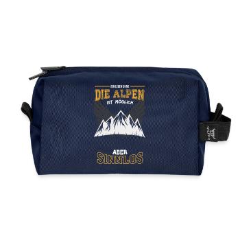 Alpen Berge Leben sinnlos - Recycelte Kulturtasche - Navy - Vorne