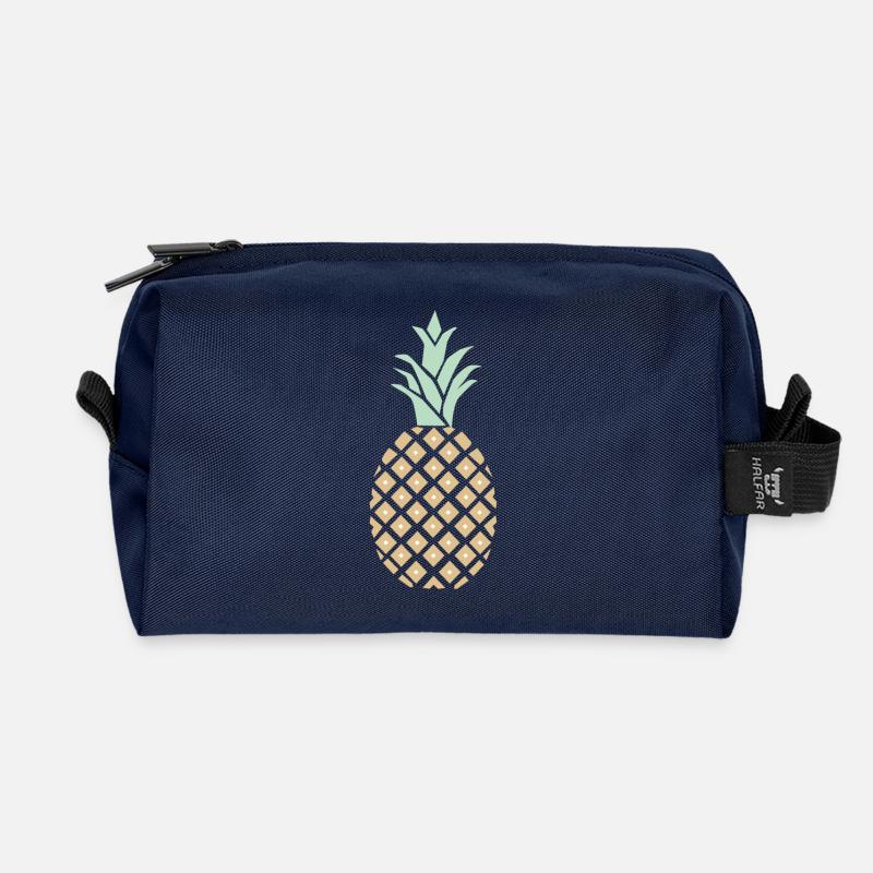 Pineapple with pattern - Recycled Toiletry Zip Bag - navy