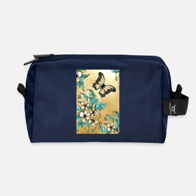 Schmetterling - Recycelte Kulturtasche - Navy