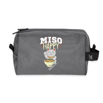 Miso Happy Japanese Japanese food Manekineko - Recycled Toiletry Zip Bag - anthracite - Front