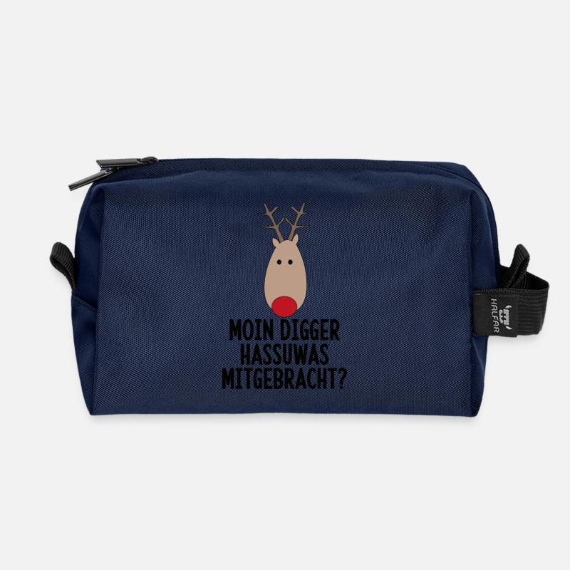 lustige Weihnachten - Recycelte Kulturtasche - Navy