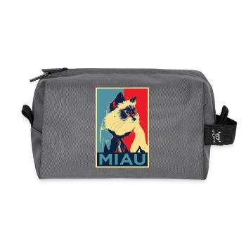 baby bell cat - meow - Obama Style - Recycled Toiletry Zip Bag - anthracite - Front