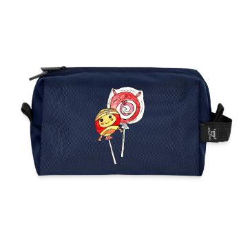 Kunterbunte LolliLiebe - Recycelte Kulturtasche - Navy - Vorne